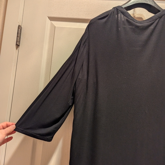 Plus Size 2X Market & Spruce Black Knit Blouse by Market w/Battenburg Lace Front - Picture 6 of 9